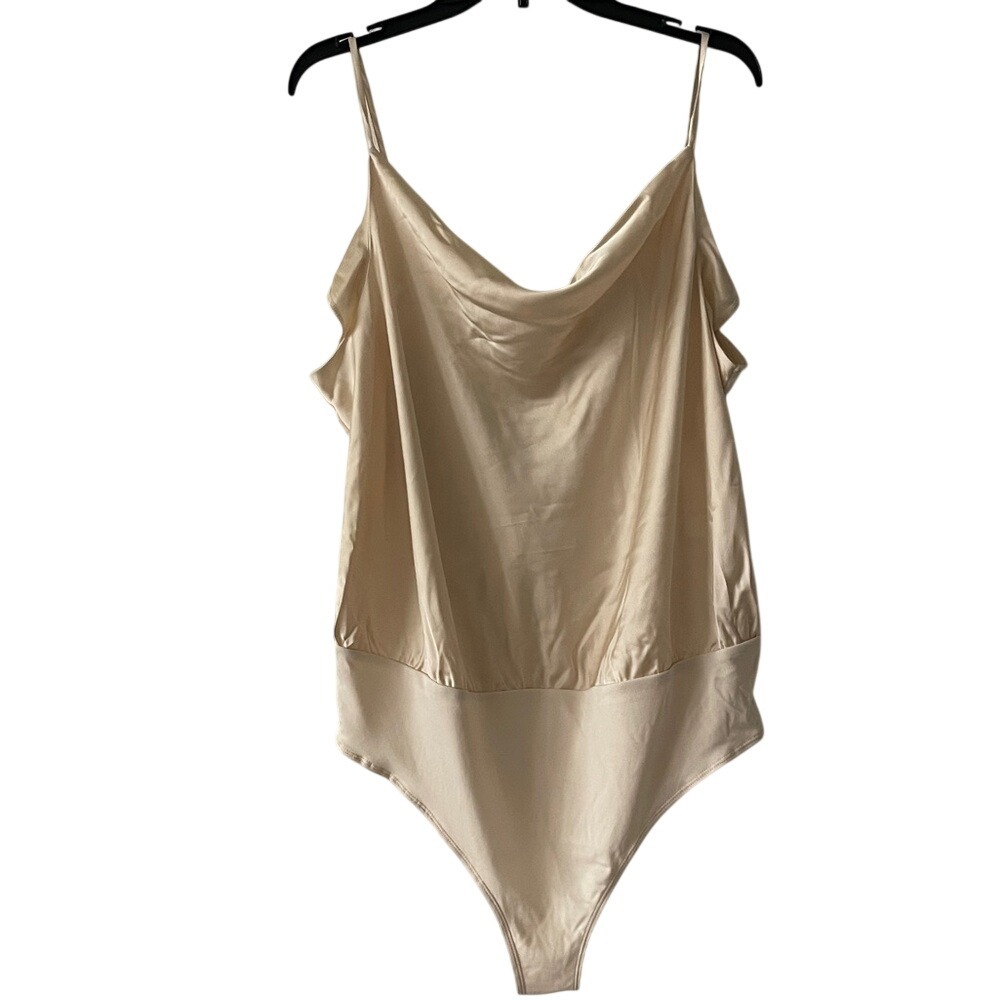 A New Day Cream Cowl Neck‎ Bodysuit Camisole XL NWT